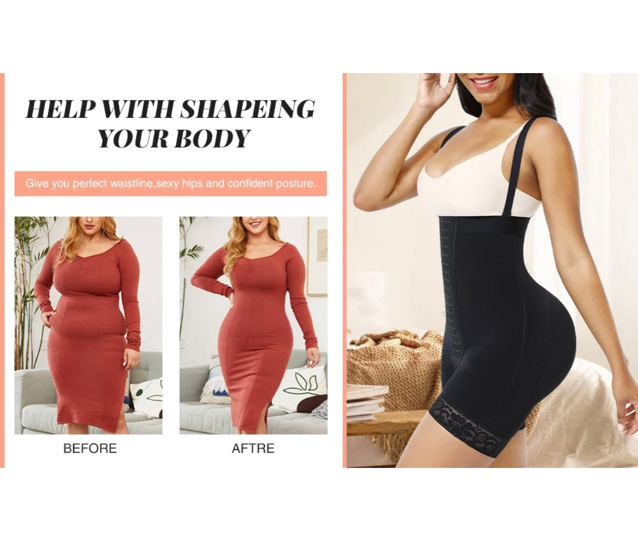 BODY SHAPER WITH HOOKS